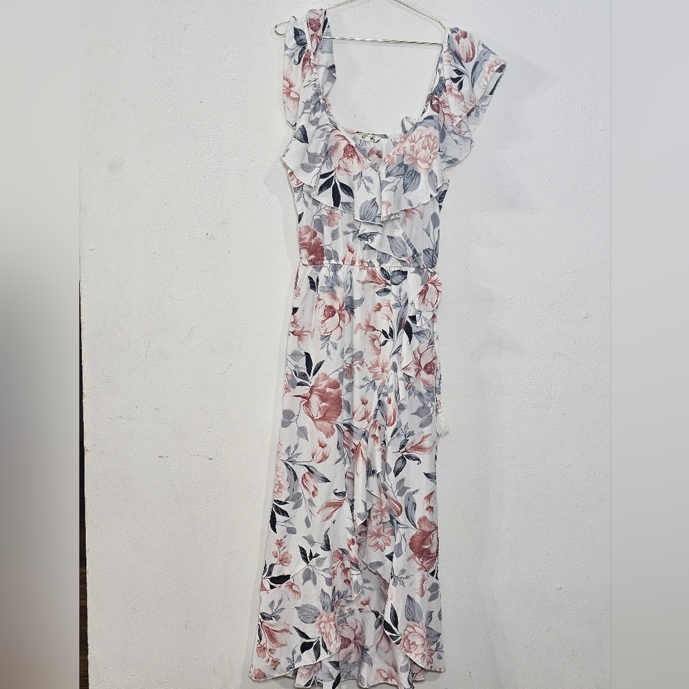 HLUSH Blush Floral High Low Dress with Ruffle Accents - Picture 5 of 11